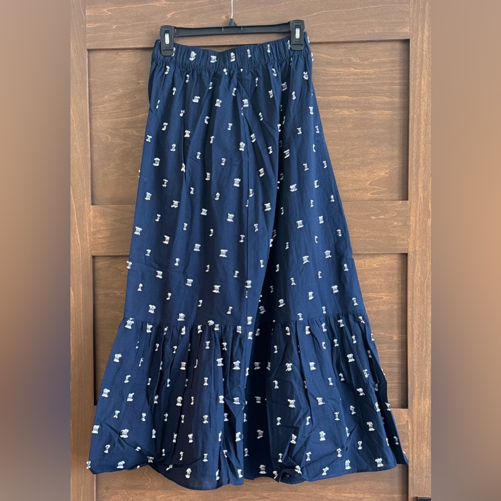 LOFT Navy Blue Maxi Skirt with White Accents